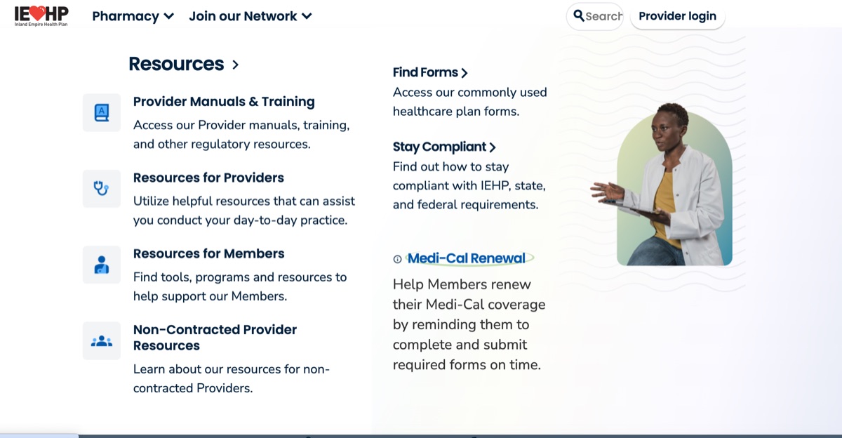 IEHP - Provider Website Rebranding sample